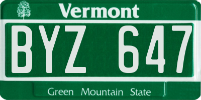 VT license plate BYZ647
