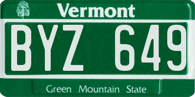 VT license plate BYZ649
