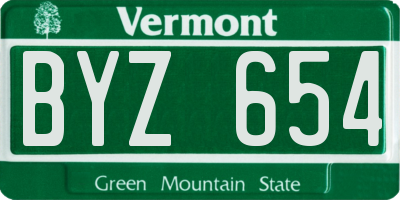 VT license plate BYZ654