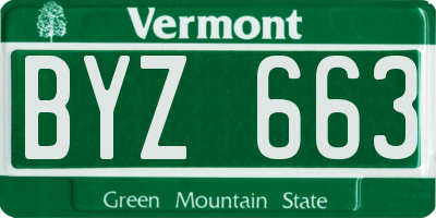 VT license plate BYZ663