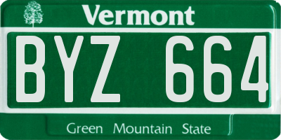 VT license plate BYZ664
