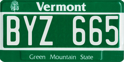 VT license plate BYZ665