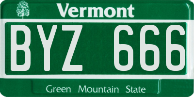 VT license plate BYZ666