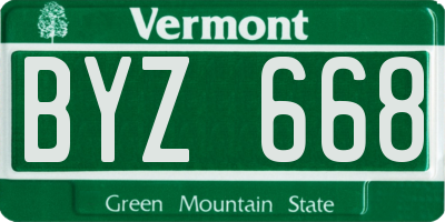 VT license plate BYZ668