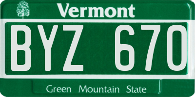 VT license plate BYZ670
