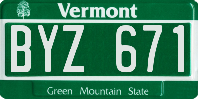 VT license plate BYZ671