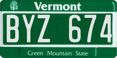 VT license plate BYZ674