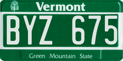 VT license plate BYZ675