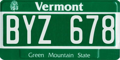 VT license plate BYZ678