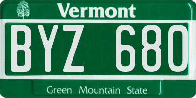 VT license plate BYZ680