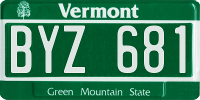 VT license plate BYZ681