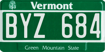 VT license plate BYZ684