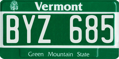 VT license plate BYZ685