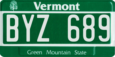 VT license plate BYZ689