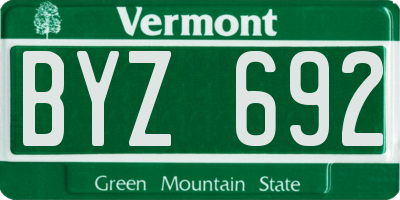 VT license plate BYZ692
