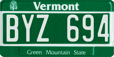 VT license plate BYZ694
