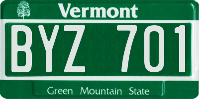 VT license plate BYZ701
