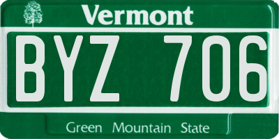 VT license plate BYZ706