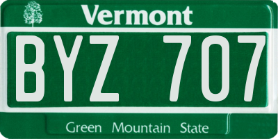 VT license plate BYZ707