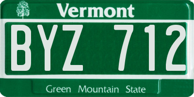 VT license plate BYZ712