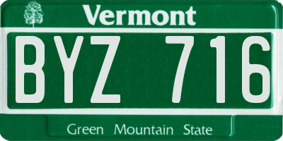 VT license plate BYZ716