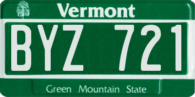 VT license plate BYZ721
