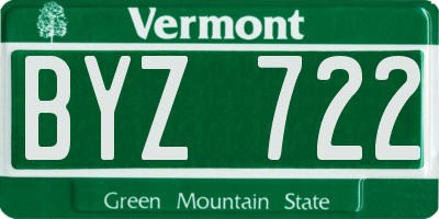 VT license plate BYZ722