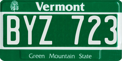 VT license plate BYZ723