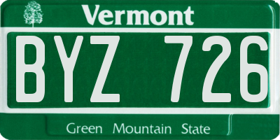 VT license plate BYZ726