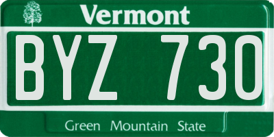 VT license plate BYZ730