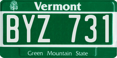 VT license plate BYZ731