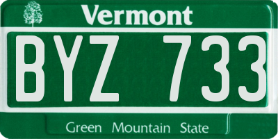 VT license plate BYZ733