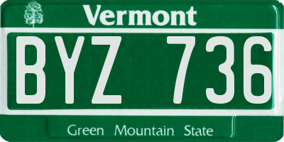 VT license plate BYZ736