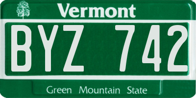 VT license plate BYZ742