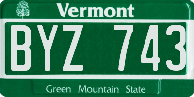 VT license plate BYZ743