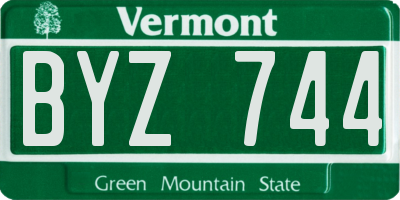 VT license plate BYZ744