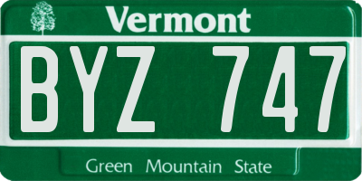 VT license plate BYZ747