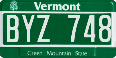 VT license plate BYZ748