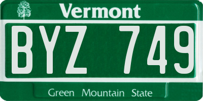 VT license plate BYZ749