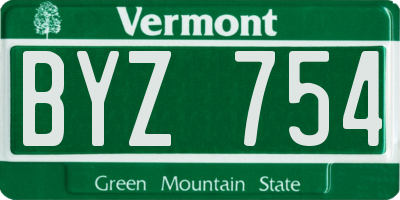 VT license plate BYZ754