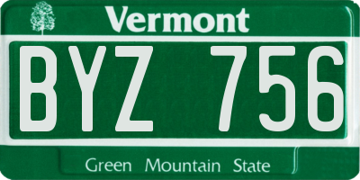 VT license plate BYZ756