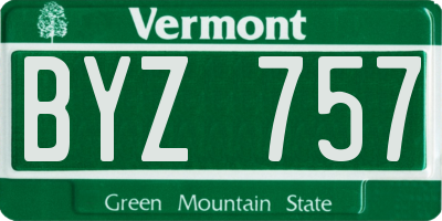VT license plate BYZ757