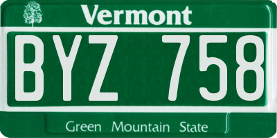 VT license plate BYZ758