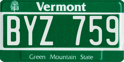 VT license plate BYZ759