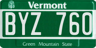 VT license plate BYZ760