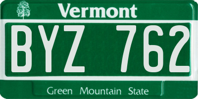 VT license plate BYZ762