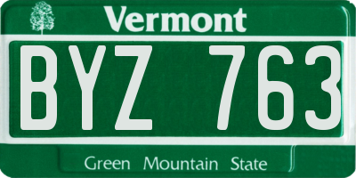 VT license plate BYZ763