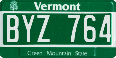 VT license plate BYZ764