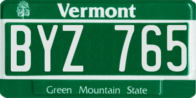 VT license plate BYZ765