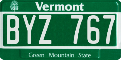 VT license plate BYZ767